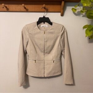 Calvin Klein Beige Geometric Women's Blazer Size 2 Petite